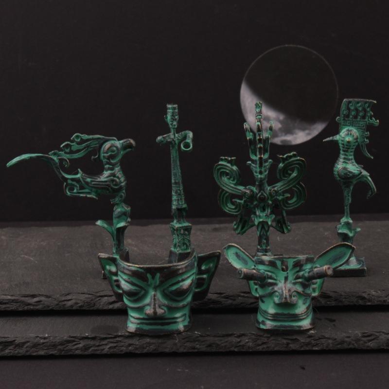 Sanxingdui Bronze Statue Standing Figure Blessing Mask Divine Bird Home Decor Craft National Trend Cultural Creative Souvenir Gi