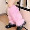 Fashionable Fuzzy Leg Warmers Plush Boot Cuffs Toppers Footless Socks Rainbow Colorful Leg Gaiters for Costume Parties
