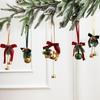 Christmas Red Velvet Bow Bell Pendant Tree Decoration