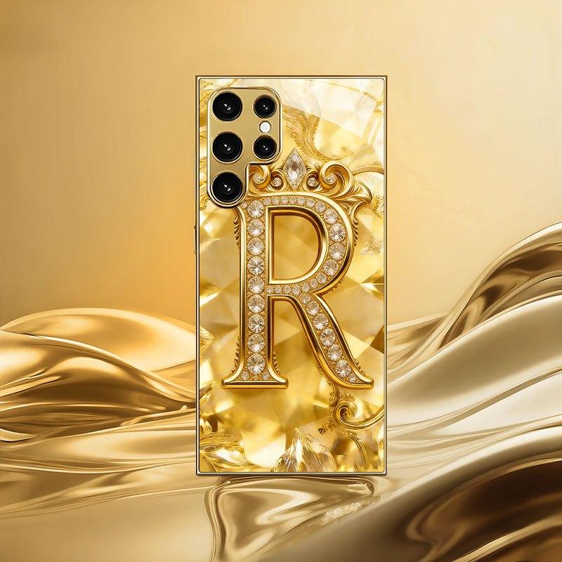 Gold Diamond Gorgeous Exquisite PhoneCase Glass PhoneCase for Samsung Galaxy S26 S25 S24 S23 S22 S21 FE Ultra Plus Dropresistant