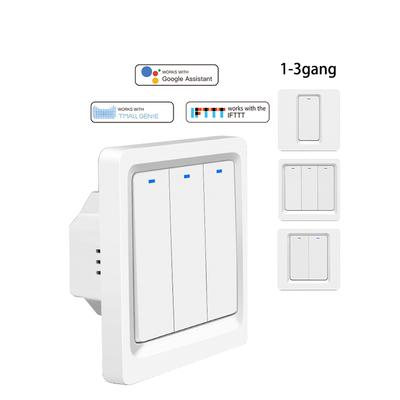 EU/UK 3-Gang Manueller Smart-Schalter Steuerung WiFi APP & Tastenknopf Alexa & Google Kompatibel Wandschalter für Hauslicht & Arbeit