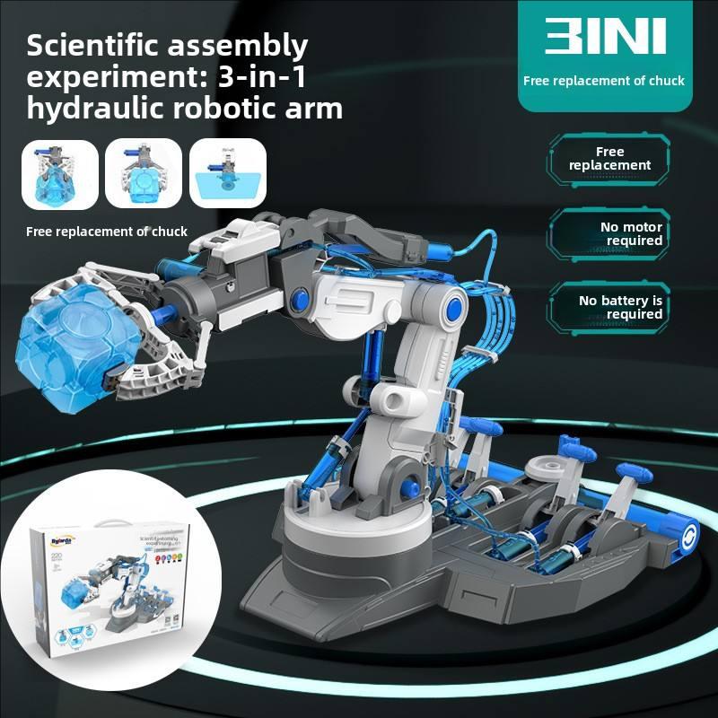 Hydraulischer Roboterarm STEM-Kit DIY-Montage Ingenieurspielzeug für Kinder Kind Pädagogisches Wissenschaftsexperiment Geschenke Rätselspielzeug-Set