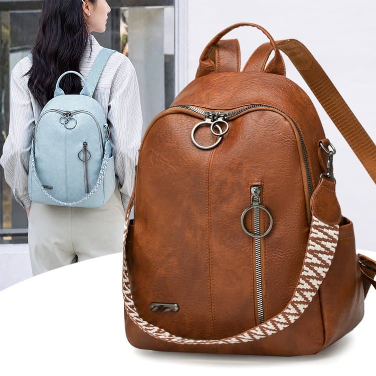 Vintage Backpack Wide Ribbon Shoulder Backpack