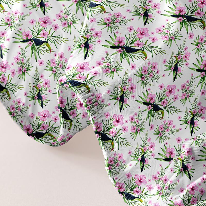 1 Simple Modern Plant Flower Animal Printed Matte Fitted Sheet, Bedroom Printed Bed Cover, Bedding (Excluding Pillowcases)
