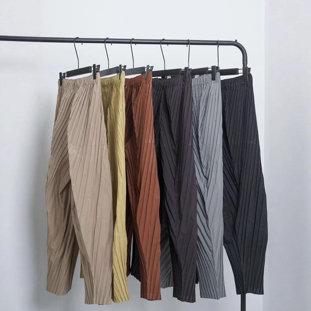 Miyake Women's Elastic Waist Pleated Harem Pants - Spring/Autumn Fashion Casual Lantern Style