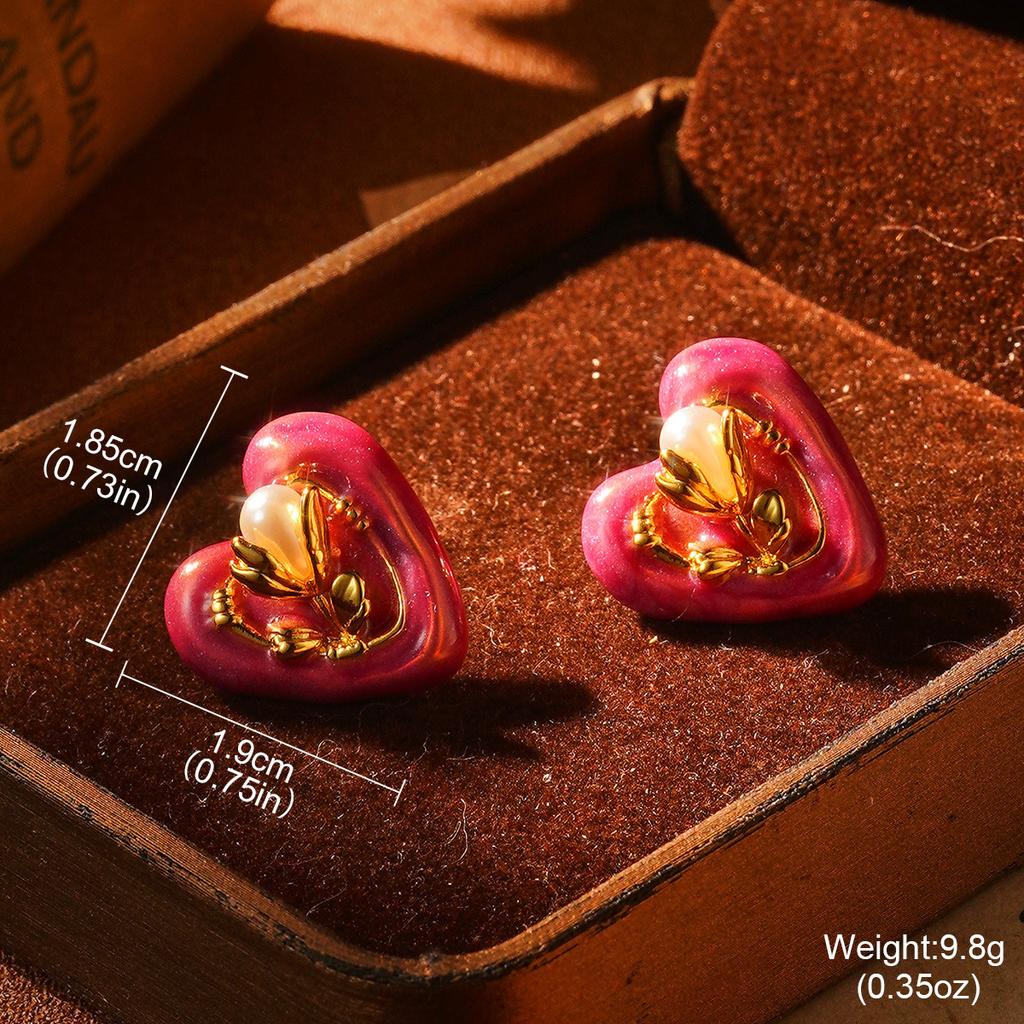 Butterfly Pearl Earrings Niche Design Premium French Retro Earrings Court Style Flower Enamel Oil Stud Earrings Women