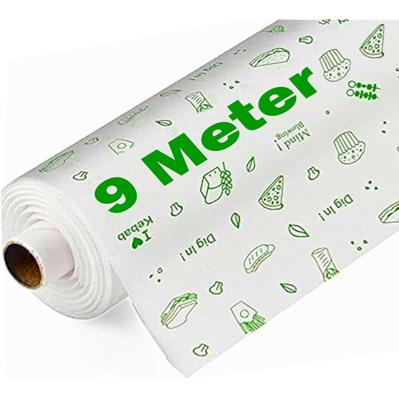 Ofixo 9 Meters Food Wrapping Paper Roll - Premium Non-Stick Butter Wrapping Paper. Food Wrapping Paper, Re-Heatable Non
