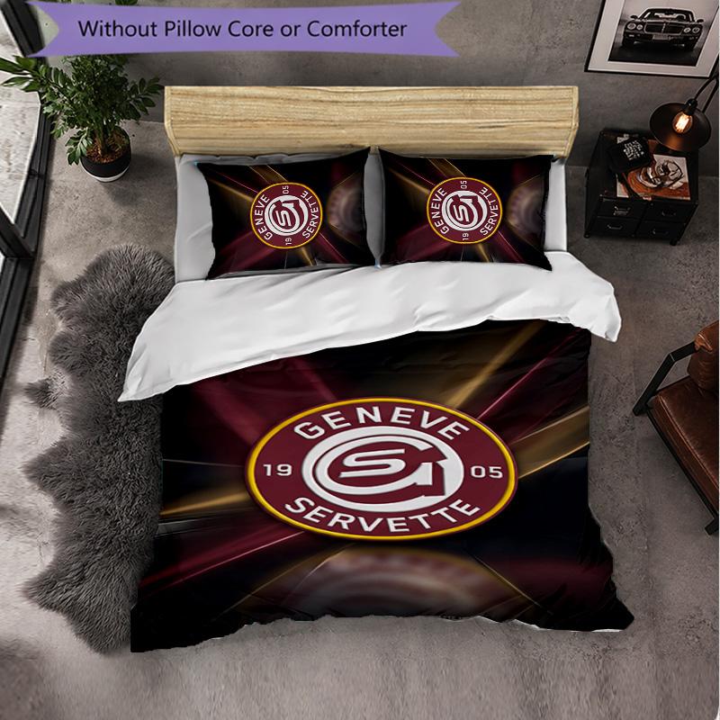 Servette FC Themed Bedding 3Pcs Duvet Cover Set Decorative Bed Linen For Teen Room Home Decoration