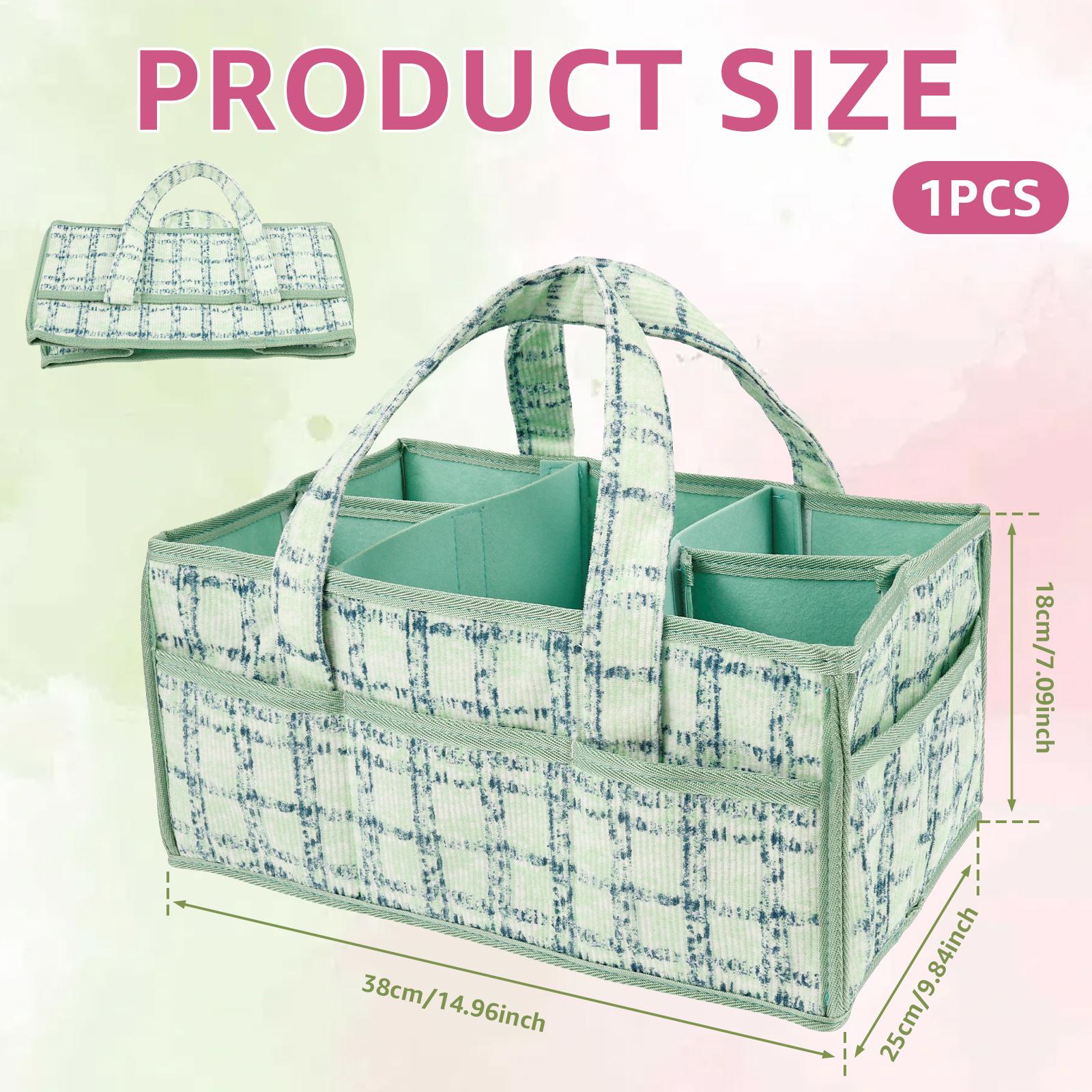 

Сумка-органайзер для детских подгузников, портативная корзина для хранения подгузников с ручкой, многосекционная корзина для хранения в детской для новорожденных зелёный