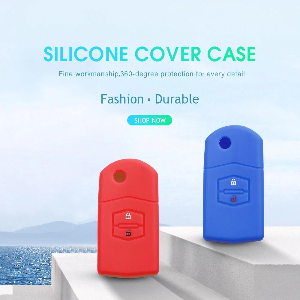 2 Buttons Silicone Remote Fob Flip Car Key Case Cover for Mazda M2 3 5 M6 8 Speed CX-5 CX7 CX-9 MX-5 RX