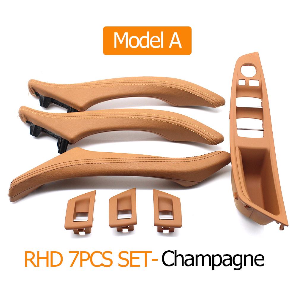 Right Hand Driver RHD Beige Black Car Interior Leather Door Handle Assembly 7PCS Set For BMW 5 Series F10 F11 523i 525i 528i 530