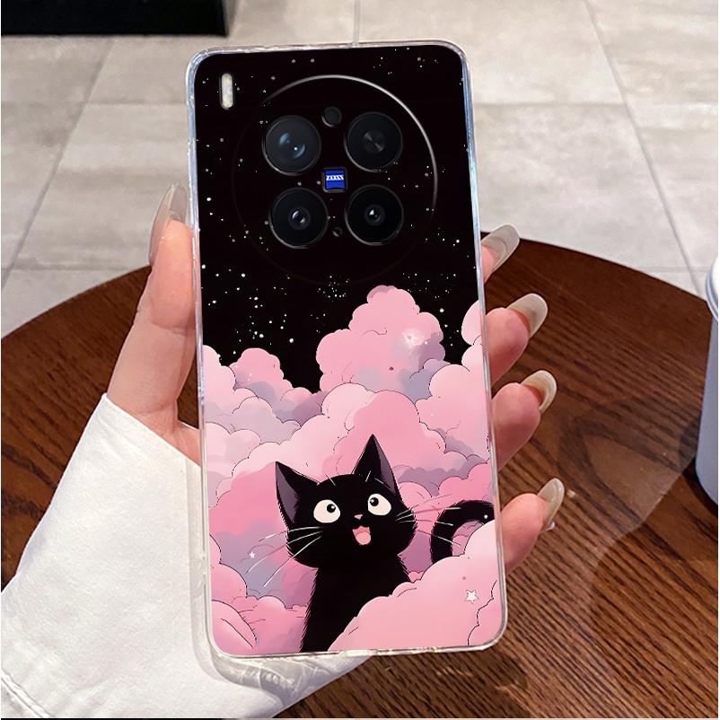 Green Fluffy Cartoon Rabbit Pattern Phone Case For Vivo X300 Pro Transparent TPU Soft Cover Shockproof Couple Protective Shell