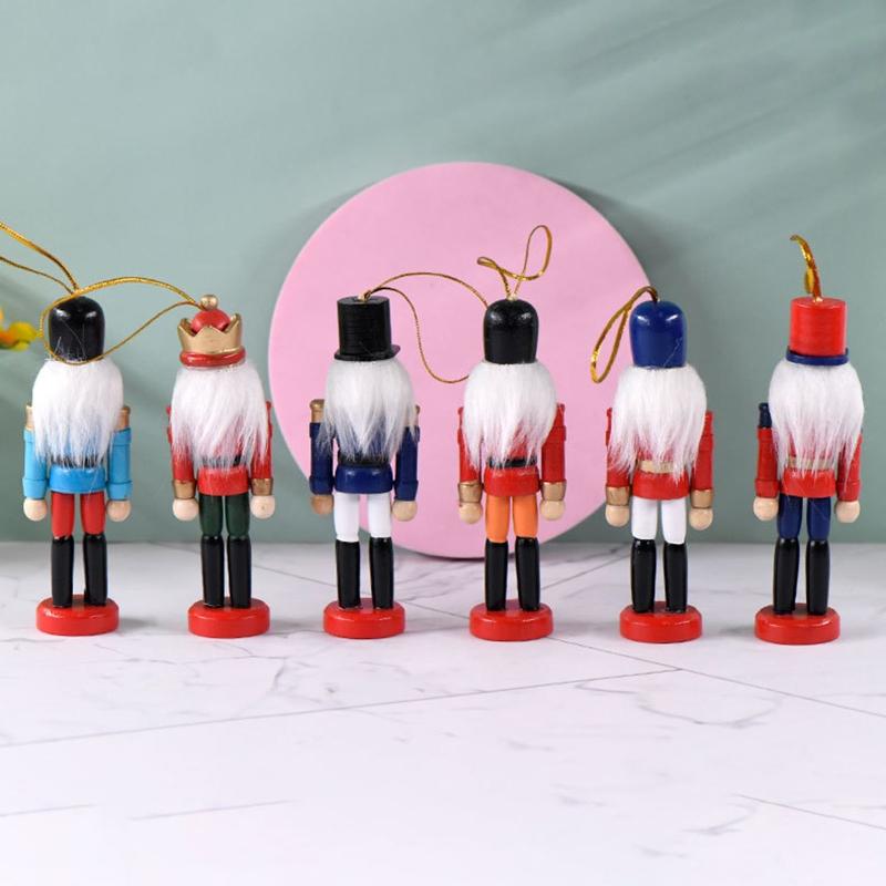 Nutcrackers Hanging Ornament Figures Christmas Mini Wooden King Soldier Puppet