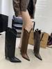 Pointed thin heel boots 2025 autumn new retro high heel trouser boots niche versatile high tube fashion boots women