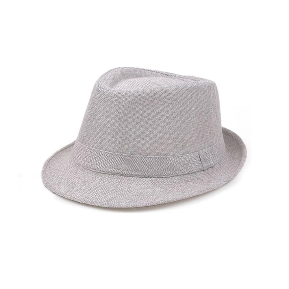 Britischer Leinen Herren Jazzhut Vintage Lässig Kirche Strandhut Unifarben Herren Panama Hut Sommer