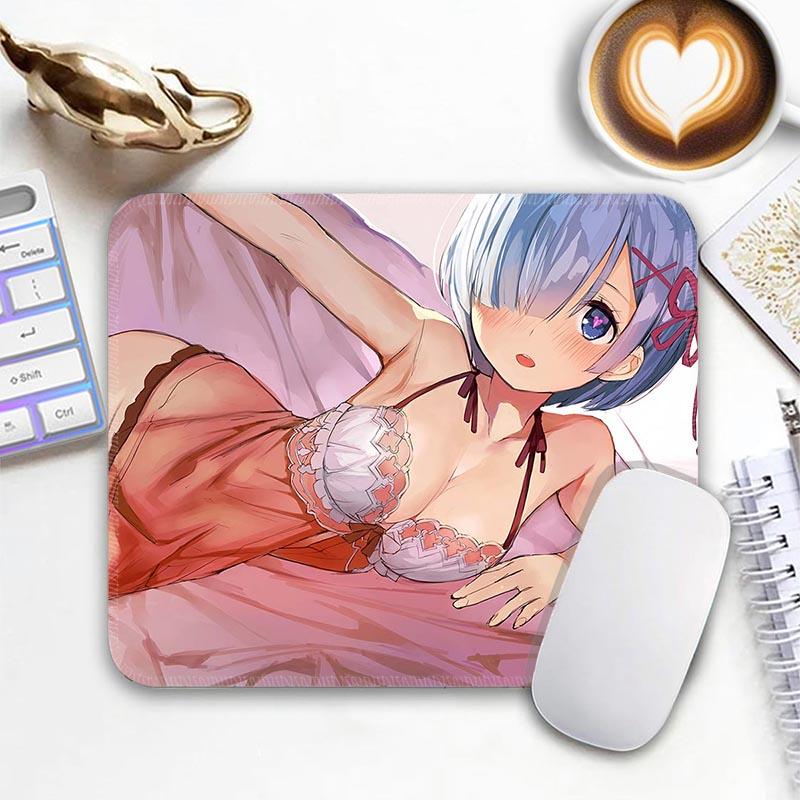 Anime R_Rem R_Re Zero Mouse Pad Small Gaming Mousepad Gamer Non-Slip Edge Standard MousePads PC Compact Stitched Office Mousemat