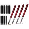 PATIKIL Calligraphy Brush Pen Set with Refillable Ink Cartridges and 10 Inks for and Japanese Red 4-Piece Writing, Lettering, Painting, Chinese,