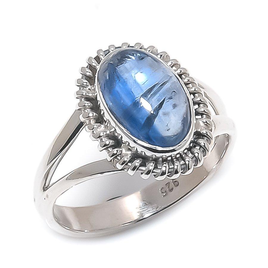 Natural Blue Kyanite Gemstone Handmade 925 Solid Silver Jewelry Ring Size 6 a4O16