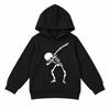 Casual Hooded Sweatshirt, Eye-catching Halloween Skull Skeleton Hands Print, Soft Fabric For Autumn Daily And Weekend Outdoor Travel And Gathering