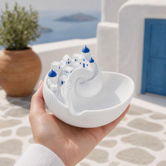 Santorini-Stil Auffangschale, Catch-All Tablett-Organizer, Griechische Insel Organizer Schreibtischdekoration, Muschelschale für Schlüssel Münzen & Schmuck, Praktisches Geschenk für