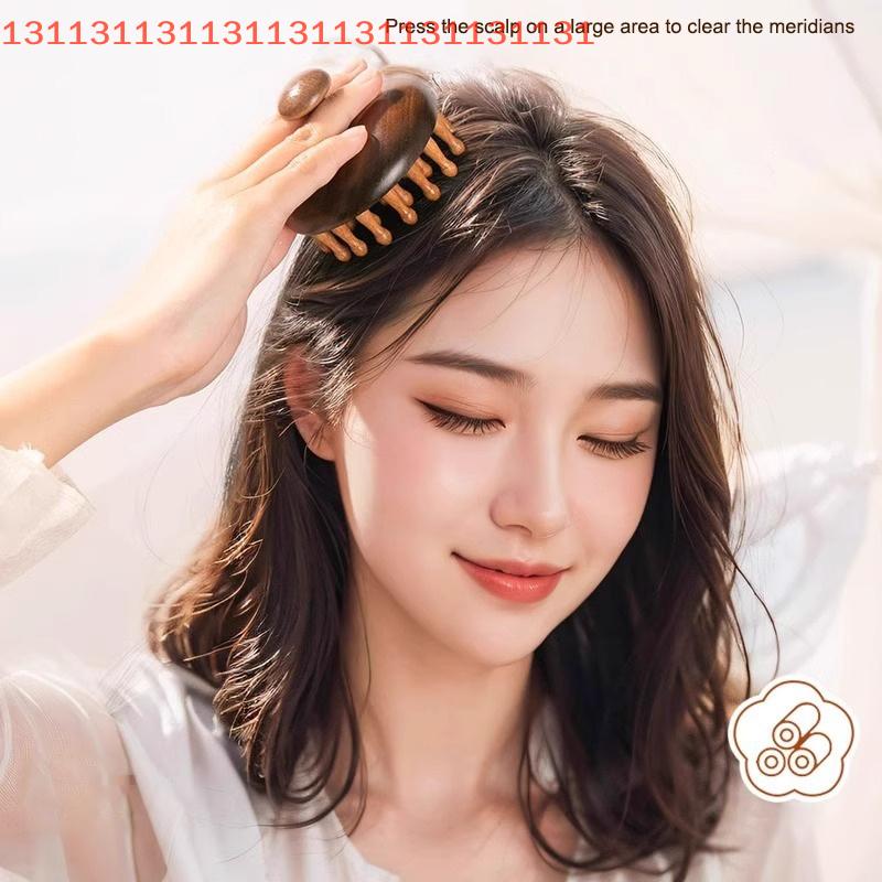 Multi-Functional Wood Therapy Massage Comb Scalp Head Massager Natural Sandalwood Circular Tooth Guasha Scraping Body Massager