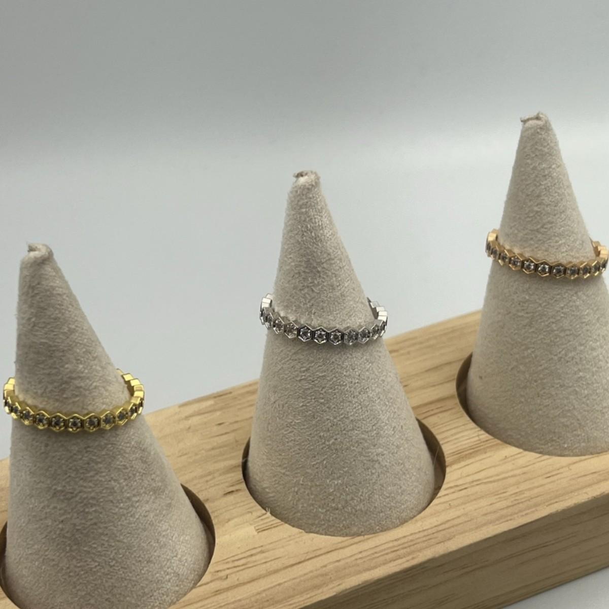 Seiko Edition Honeycomb Ring CNC Craft Honeycomb Full Diamond Women s Plated 18k Gold no. 5 золотой