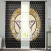 Butterfly Flower Black Retro Tulle Curtains Balcony Room Fashion Printed Sheer Curtain Living Room Window Modern Decor