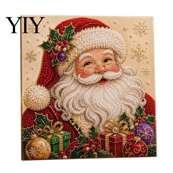 Detailed Resin Faux Diamond Kit Christmas Pearl Art Kit, 20x20cm Xmas Painting DIY Sparkling 3D Craft for Adults, Festive Wall Decor Unique