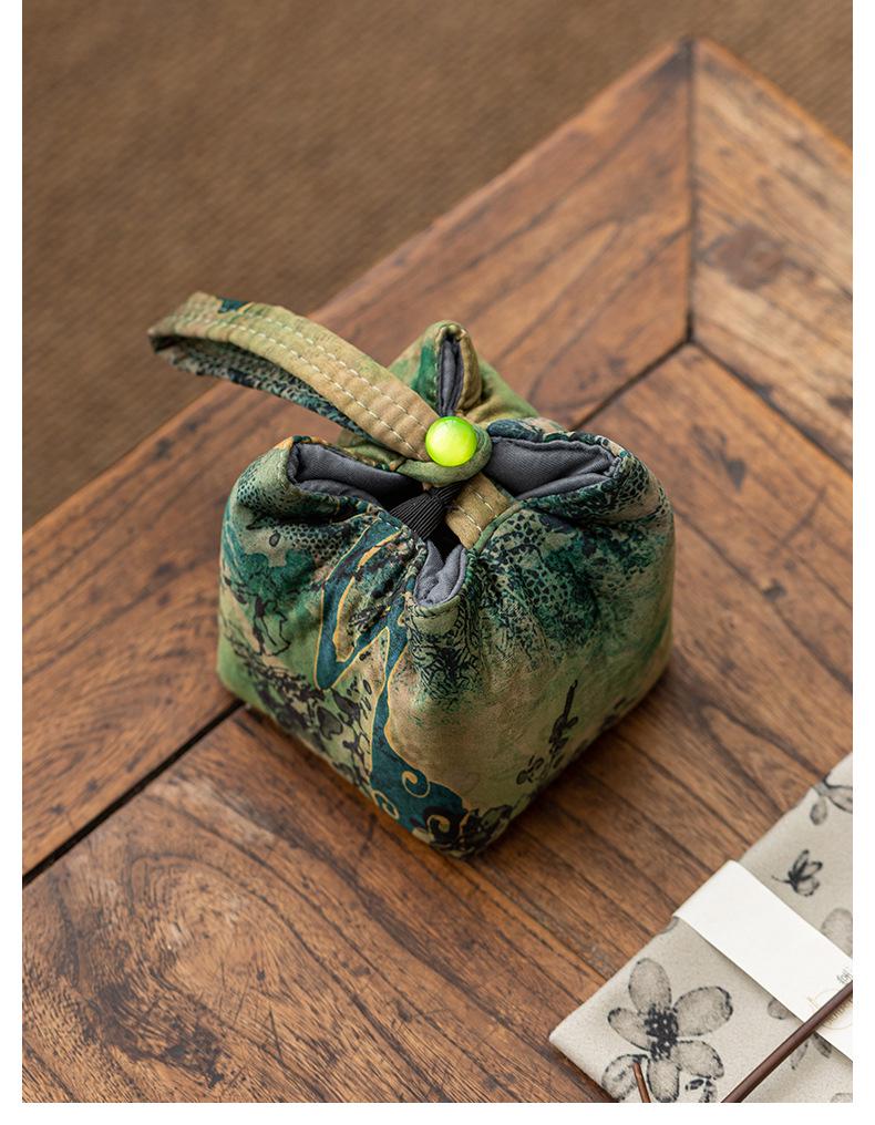 Portable Silk Travel Tea Set Bag for Outdoor Tea Ceremony