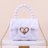 New jelly handbag, candy-colored, single-shoulder crossbody mini chain key pearl hand-held jelly bag
