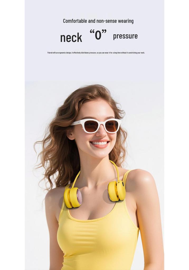 Rechargeable Portable Neck Fan: Silent, Leafless Mini Fan for Outdoor Activities