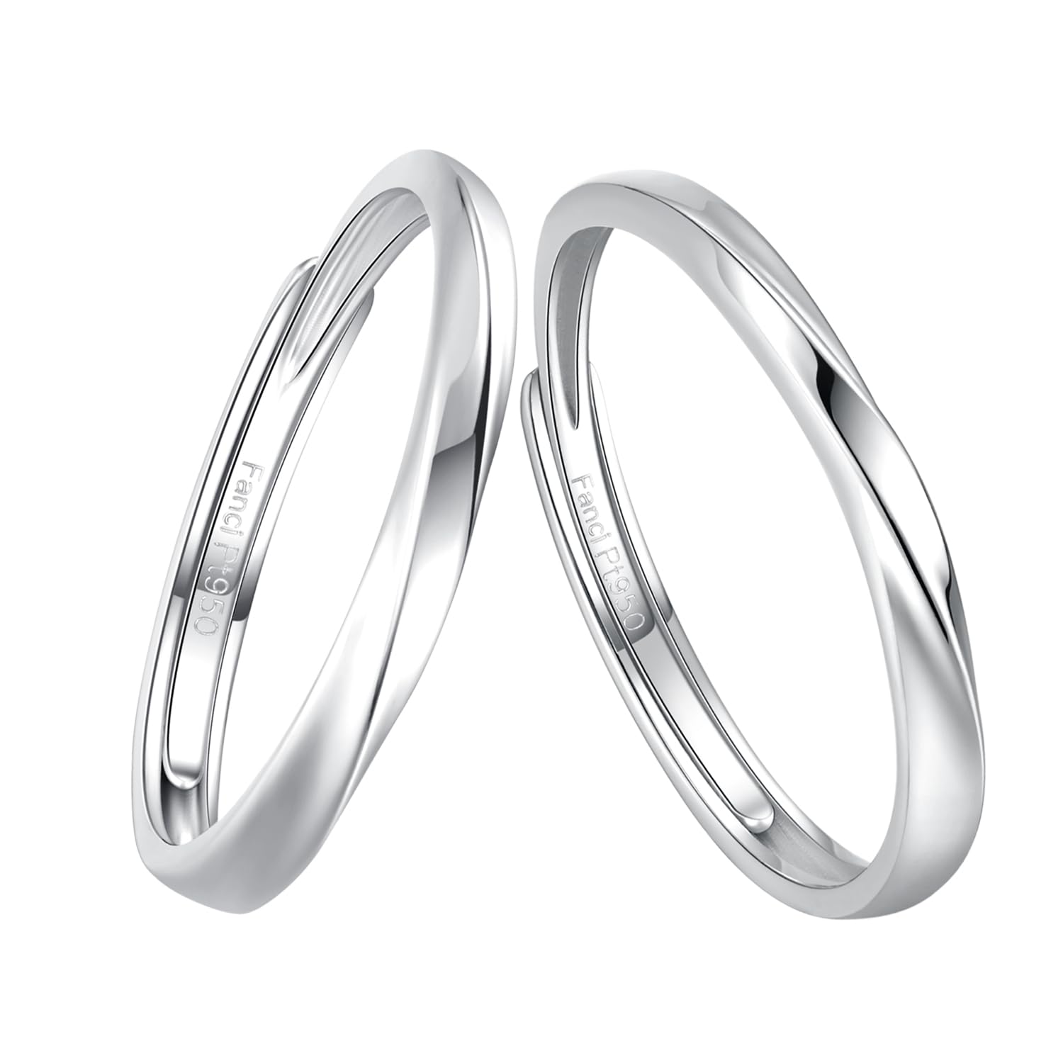 

Platinum Ring Pt950 Pairing Ring Set of 2 Adjustable Engagement Ring Wedding Ring 2 Pair Shine Couple Gift Wrapping Included Anniversary Christmas