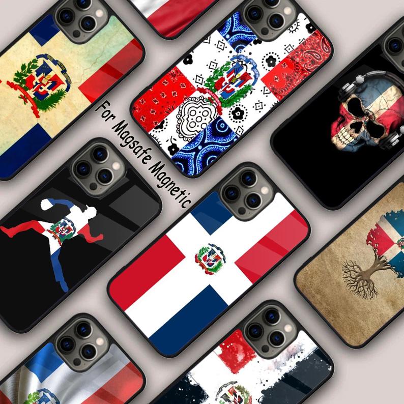 Dominican Republic Flag Back Magnetic Phone Case For APPLE iPhone 17 Air 16 14 13 12 Pro Max 15 Plus Wireless MagSafe Cover