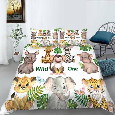 Cartoon Animal Quilt Cover Pillowcase Two or Three-piece Set Polyester Digital Printing