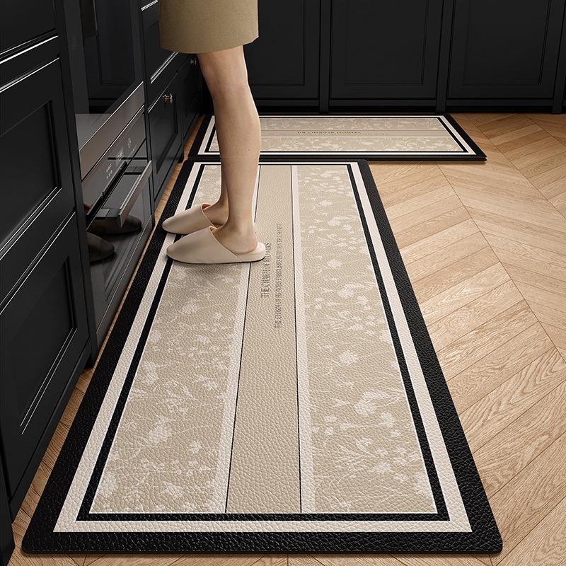 Kitchen Carpet Pvc Leather Waterproof Foot Mat Anti-slip Oil-proof Free Clean Wipeable Floor Mats Long Strip Home Decoration Rug