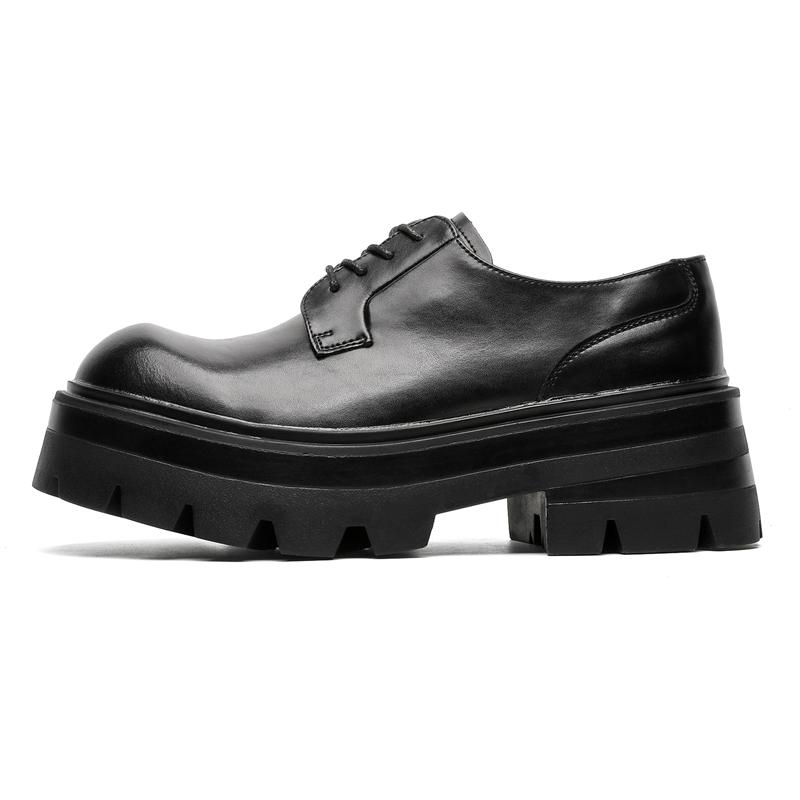

Niche Brand Classic British Street Style Black Leather Shoes For Men s Hombre Daily Casual Dress White Height Increasing Shoes 42 чорний