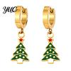Oil Dropping Earrings 1 Pair Women Christmas Dripping Earrings, Santa Claus Xmas Daily Wear Tree Sleigh Dangle Earring, Lightweight Hypoallergenic