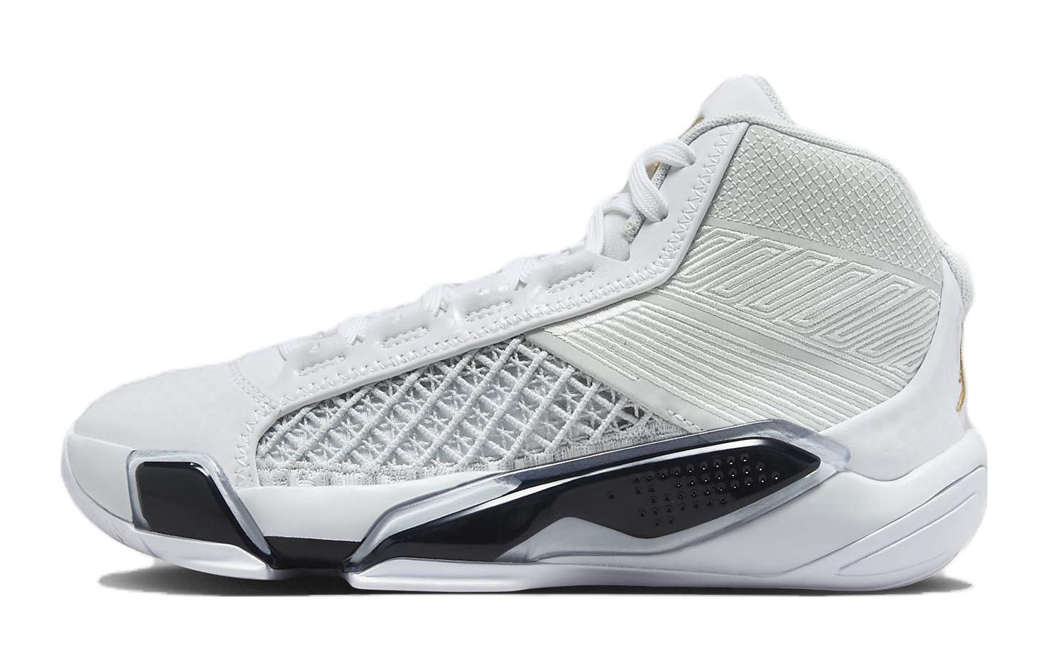 Jordan Air Jordan 38 Устойчивые к истиранию Высокие Детские Баскетбольные Кроссовки Белый Черный FN8277-100 36.5