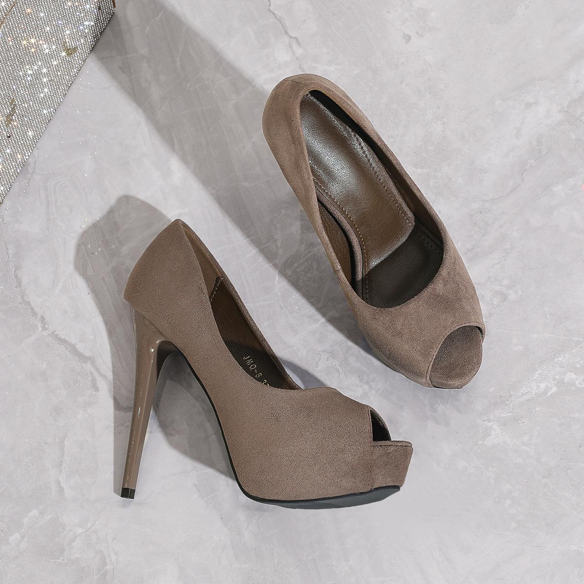 

Осень новая ненависть небо высокие тонкие каблуки водонепроницаемая платформа фланель рыбий рот мелкий вырез туфли-лодочки женские нескользящие водонепроницаемые платформа Европа и Америка 41 хаки