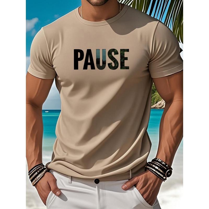 Men's T-shirt 3D Letter Printed Short Sleeved Shirt
