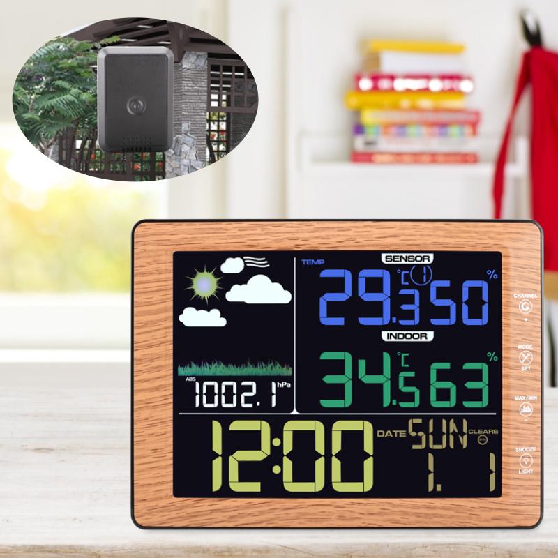 TS-8210 Color Screen Wireless Weather Clock Indoor Outdoor Thermometer Hygrometer Wall Clock