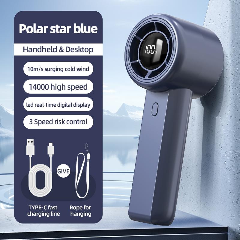 Mini Handheld Bladeless Turbine Fan 1-100Speeds Adjustable with LED Display Rechargeable for Home, Office, and Gym Use