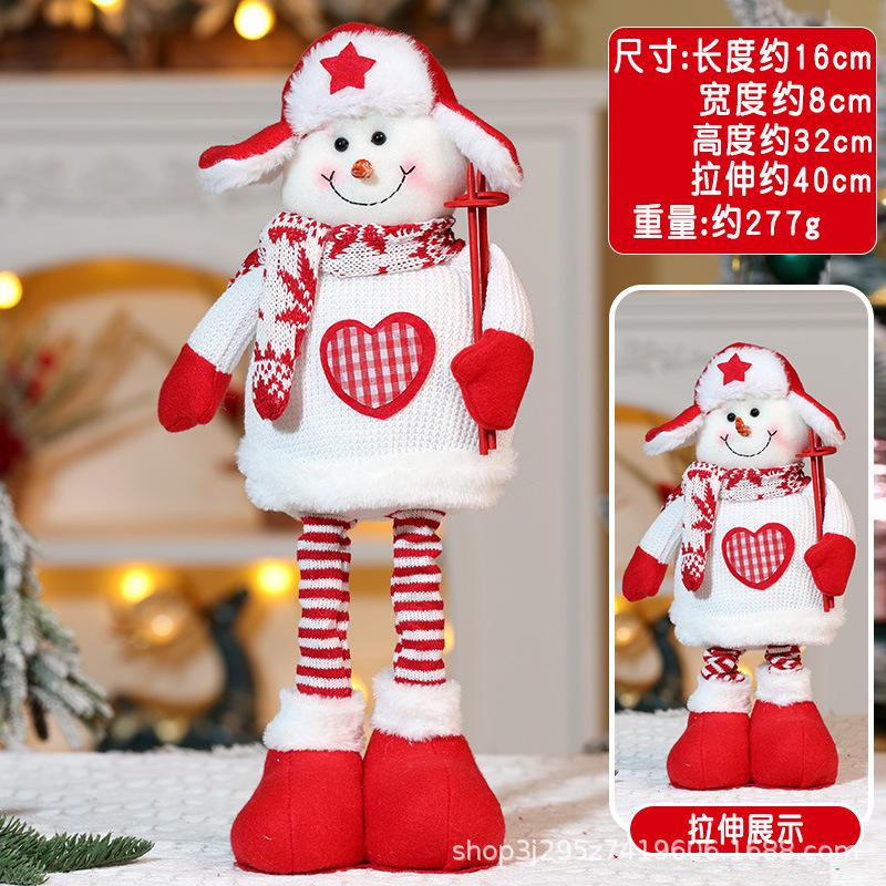 Christmas Telescopic Doll Old Man Snowman Deer Fabric Toy Christmas Gift Window Decoration Ornament