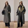 VICTORIA&VERA Women's Colorblock Long Wool Coat