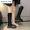 Platform Women Knee High Boots Fashion Back Zippers Knight Long Boots Square Heels Autumn Winter Ladies Shoes
