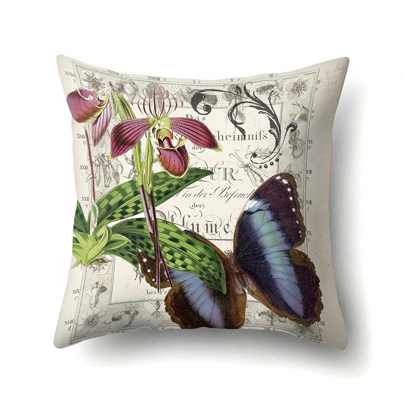 Polyester Pillowcase Peach Leather Velvet Decoration Printed Butterfly Pillowcase Waist Cushion Cover Car Cushion Head Cushion Cover