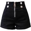 Women's High Waist Black Zipper Shorts - Autumn 2024 Fashion, Elastic Slimming A-line Booty Design, Casual Outerwear.
