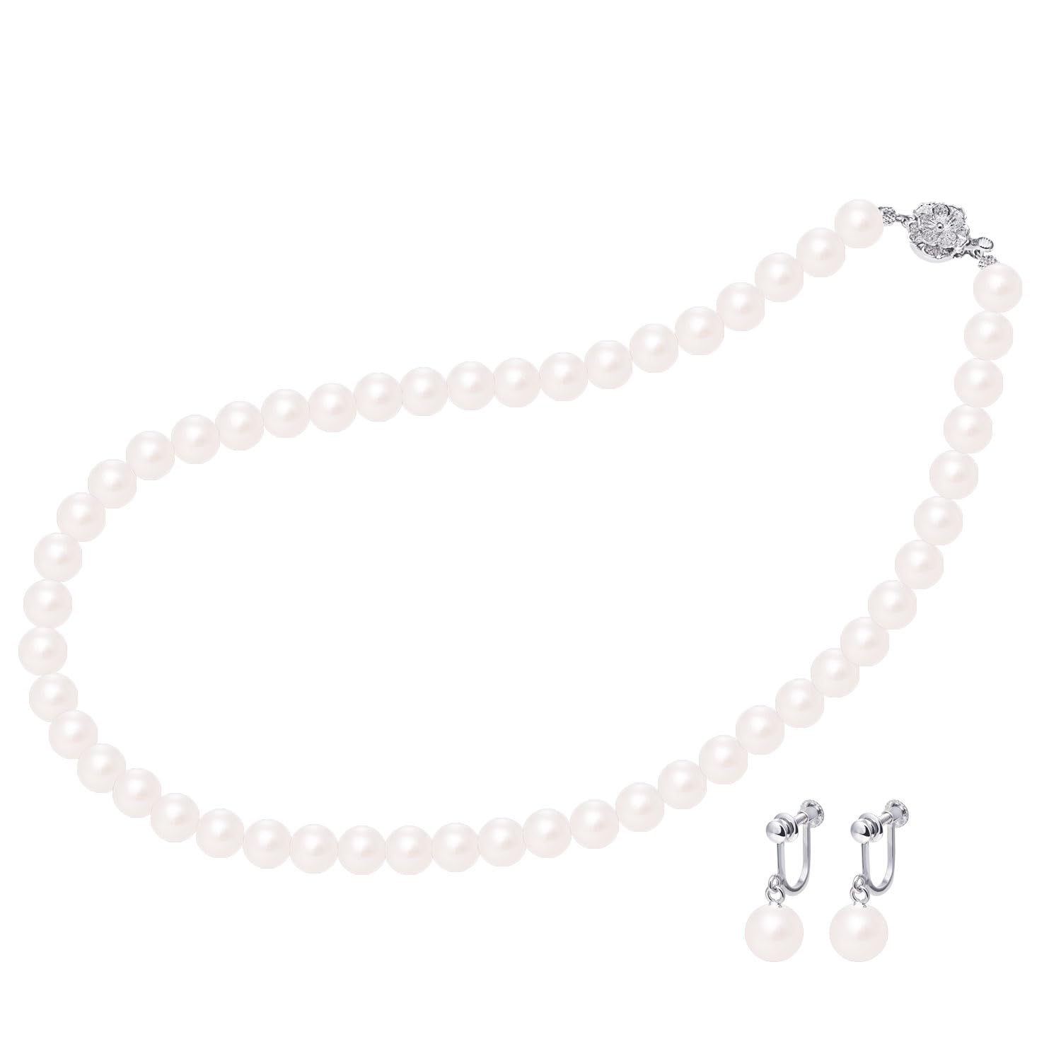 

Akoya Genuine Pearl набір намисто сережки білі рожеві [Sears] 7.5-8.0mm 2-piece sp46-85-90m-3set-we