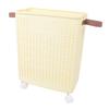 Slim Laundry Basket Foldable Space Saving Sturdy PP Plastic Narrow Clothes Hamper for Bathroom Corner Crm White