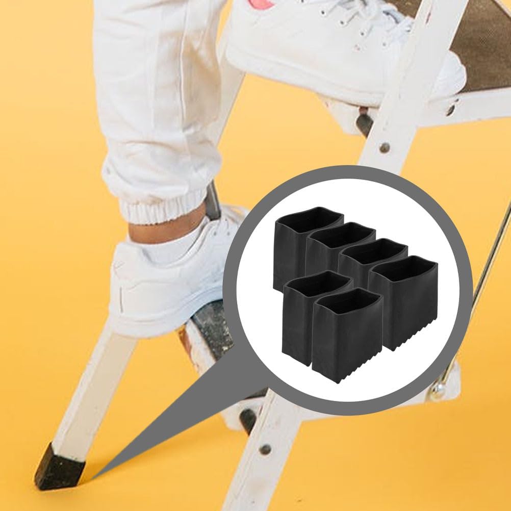 6pcs Rubber Ladder Pads Replacement Step Ladder Leg Caps Extension Ladder Accessories Ladder Rubber Cover Step Ladder Feet Mat Ladder Stabilizer for